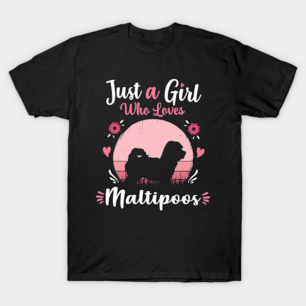 Just A Girl Who Loves Maltipoos Pink Retro Vintage gift idea T-Shirt by Lyume